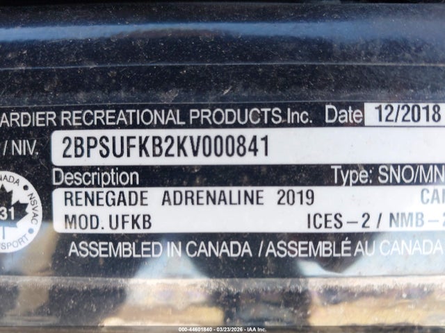 Ski Doo Renegade Adrenaline 850 2019 2BPSUFKB2KV000841 Image 9
