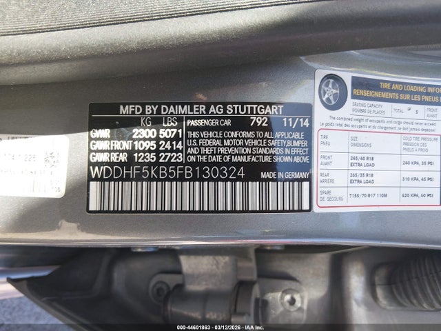 Aukcja sprzedaży 2015 Mercedes-benz E 350, vin: WDDHF5KB5FB130324, numer aukcji: 44601863