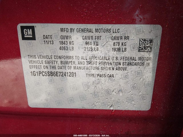 Chevrolet Cruze 1lt Auto 2014 1G1PC5SB6E7241201 Image 9