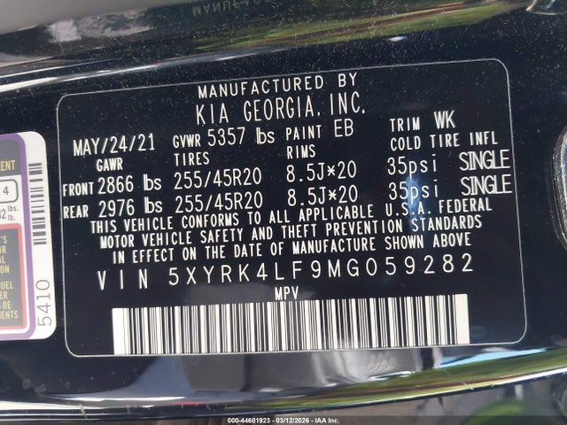 KIA SORENTO SX 2021 5XYRK4LF9MG059282 Image 9