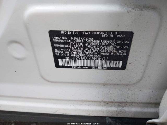 Subaru Forester 2.5i Premium 2016 JF2SJADC2GH436717 Image 9