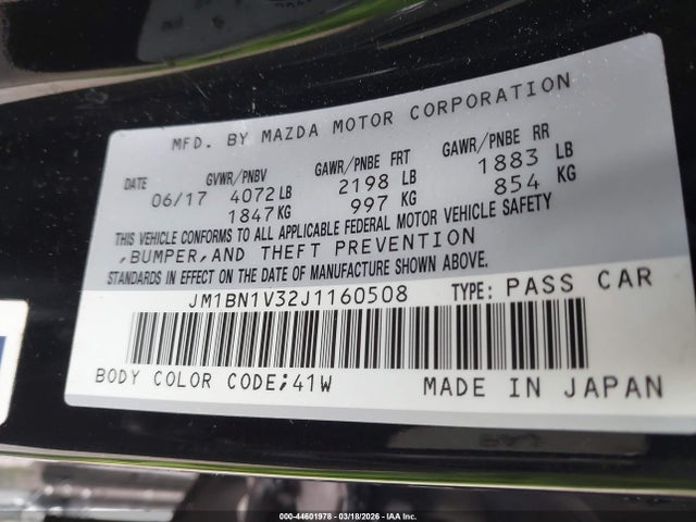 JM1BN1V32J1160508 Mazda Mazda3 Touring