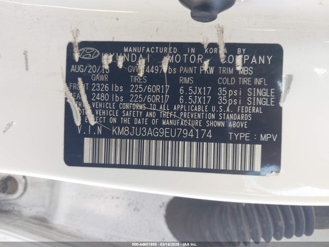 Продаж на аукціоні авто 2014 Hyundai Tucson Se, vin: KM8JU3AG9EU794174, номер лоту: 44601988