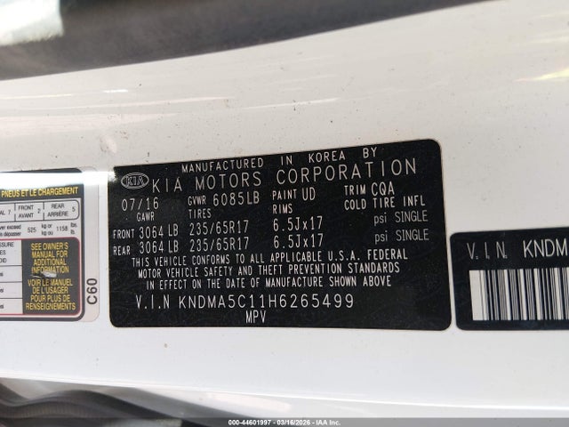 KNDMA5C11H6265499 KIA Sedona L