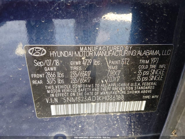 Hyundai Santa Fe Se 2019 5NMS23AD1KH036188 Image 9