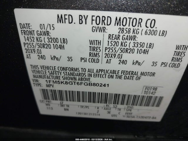 1FM5K8GT6FGB80241 Ford EXPLORER SPORT