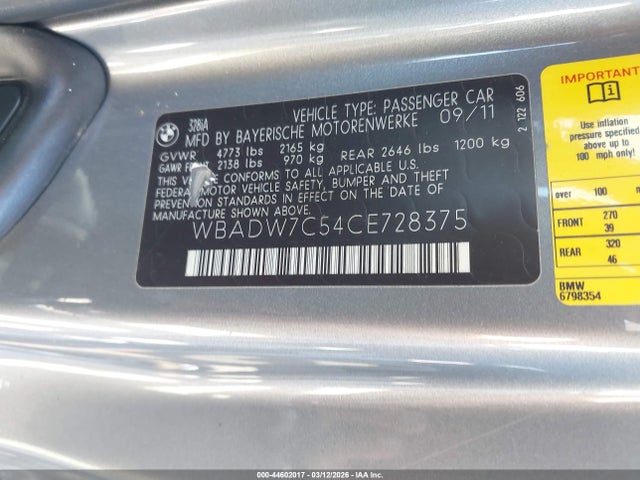 2012 BMW 328I WBADW7C54CE728375 Photo 8