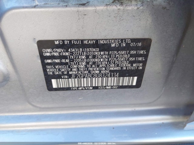 Subaru Crosstrek 2.0i Premium 2016 JF2GPABC8G8324334 Image 9