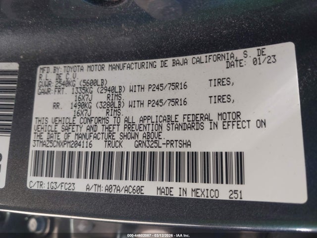 3TMAZ5CNXPM204116 Toyota Tacoma Sr5 V6
