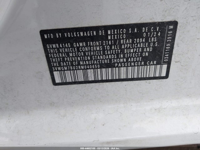 44602105 :رقم المزاد ، 3VWGM7BU2RM040650 vin ، 2024 Volkswagen Jetta 1.5t Sel مزاد بيع