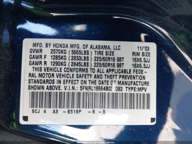 2004 HONDA ODYSSEY 5FNRL18664B039082 Photo 8