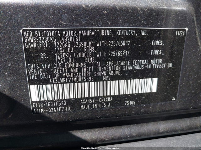 2021 TOYOTA RAV4 HYBRID 4T3LWRFV1MU045596 Photo 8