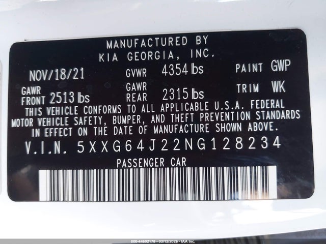 5XXG64J22NG128234 KIA K5 Gt-line