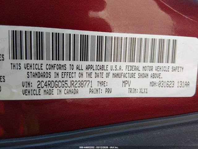 Dodge Grand Caravan Sxt 2018 2C4RDGCG5JR238771 Image 9