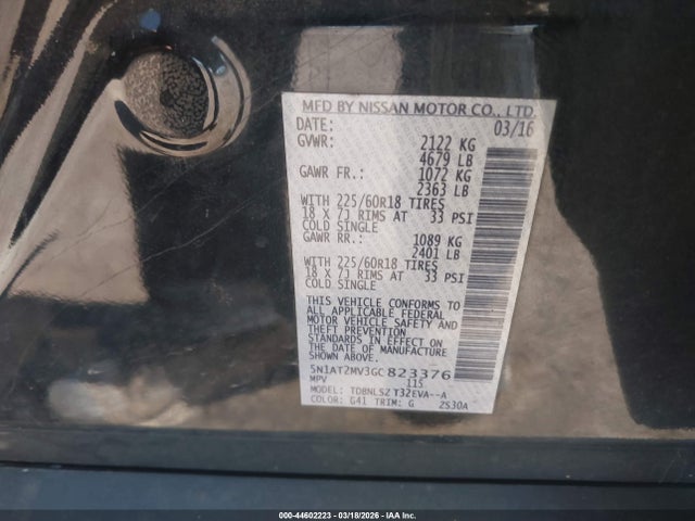 5N1AT2MV3GC823376 Nissan Rogue Sl