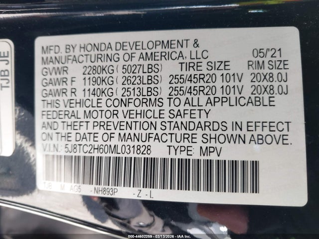 Продаж на аукціоні авто 2021 Acura Rdx A-spec Package, vin: 5J8TC2H60ML031828, номер лоту: 44602259