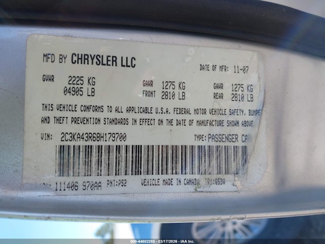 2008 CHRYSLER 300 2C3KA43R68H179700 Photo 8
