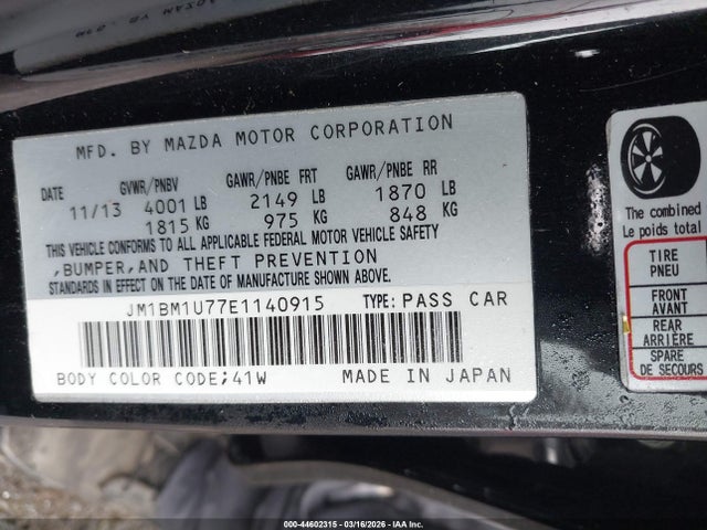 JM1BM1U77E1140915 Mazda Mazda3 I Sport