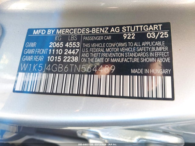 W1K5J4GB6TN564489 Mercedes-Benz Cla 250 Coupe