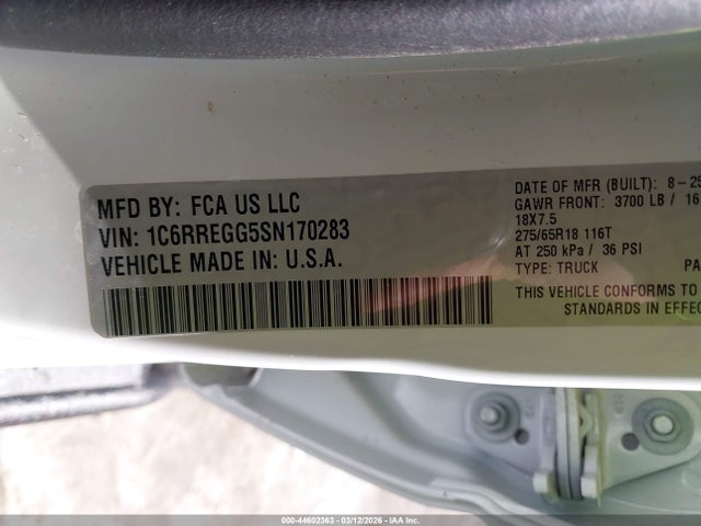 1C6RREGG5SN170283 RAM 1500 Tradesman 4x2 5&#039;7 Box