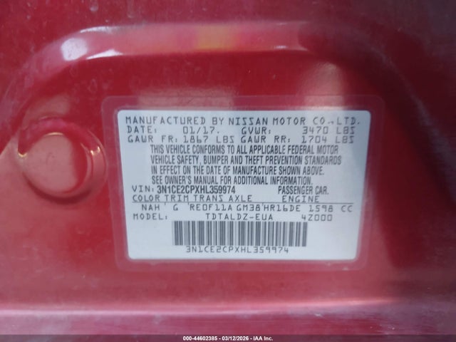 Nissan Versa Note Sv 2017 3N1CE2CPXHL359974 Image 9