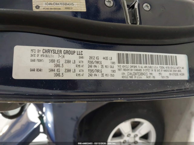 Jeep Compass Sport 2014 1C4NJCBA7ED894315 Image 9