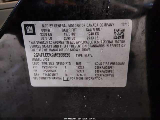 2GNFLEEK9H6208820 Chevrolet EQUINOX LS