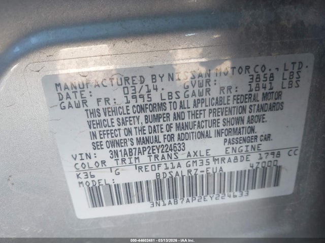 Nissan SENTRA SR 2014 3N1AB7AP2EY224633 Image 9