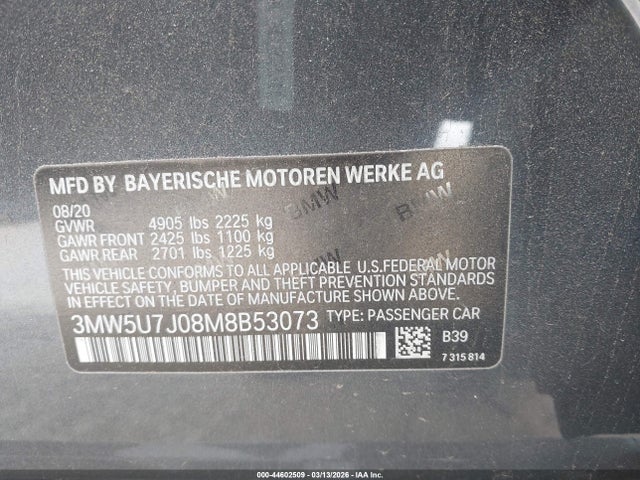 2021 BMW 3 SERIES 3MW5U7J08M8B53073 Photo 8