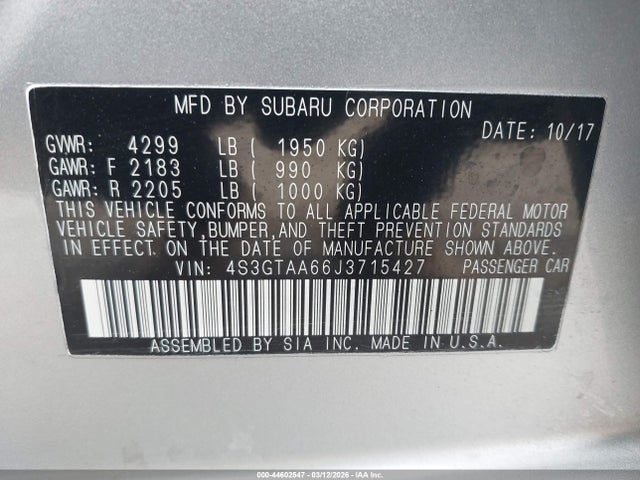 4S3GTAA66J3715427 Subaru Impreza 2.0i
