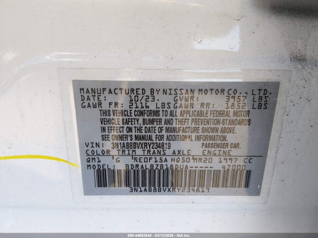 Nissan Sentra S Xtronic Cvt 2024 3N1AB8BVXRY234819 Image 9