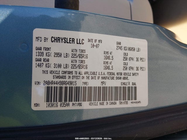 2008 CHRYSLER TOWN & COUNTRY 2A8HR44H98R649015 Photo 8