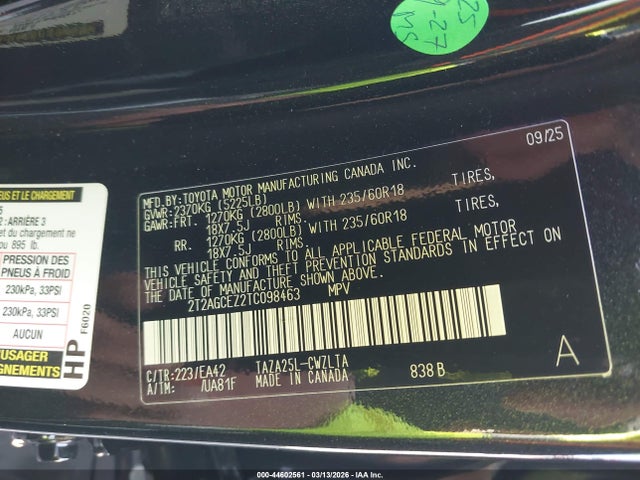 44602561 :رقم المزاد ، 2T2AGCEZ2TC098463 vin ، 2026 Lexus Nx 350 مزاد بيع