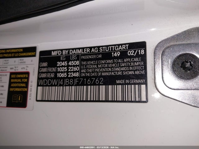 2018 Mercedes-benz C 300 მანქანა იყიდება აუქციონზე, vin: WDDWJ4JB8JF716762, აუქციონის ნომერი: 44602591
