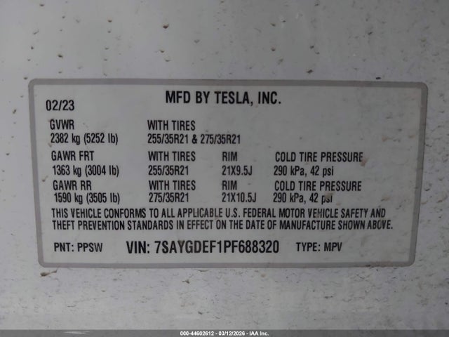 2023 TESLA MODEL Y 7SAYGDEF1PF688320 Photo 8