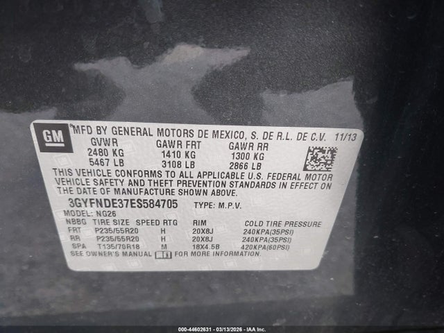 2014 CADILLAC SRX 3GYFNDE37ES584705 Photo 8