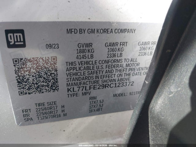 KL77LFE29RC123372 Chevrolet Trax Fwd Sp