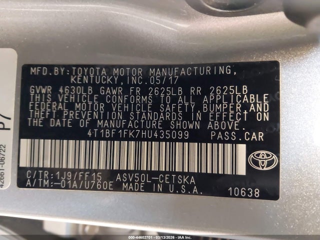 Toyota CAMRY SE 2017 4T1BF1FK7HU435099 Image 9