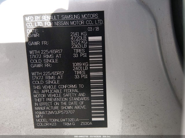Nissan ROGUE SV 2018 KNMAT2MV3JP573707 Image 9