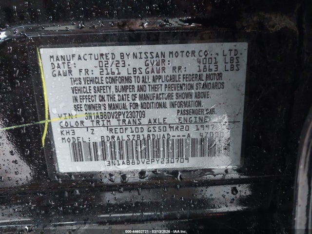 Aukcja sprzedaży 2023 Nissan Sentra Sr Xtronic Cvt, vin: 3N1AB8DV2PY230709, numer aukcji: 44602721