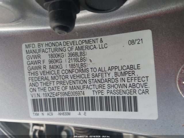 19XZE4F59NE005974 Honda INSIGHT EX