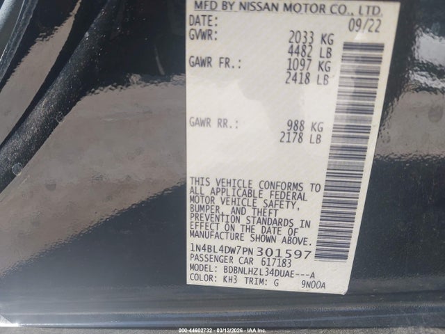 Aukcja sprzedaży 2023 Nissan Altima Sv Intelligent Awd, vin: 1N4BL4DW7PN301597, numer aukcji: 44602732
