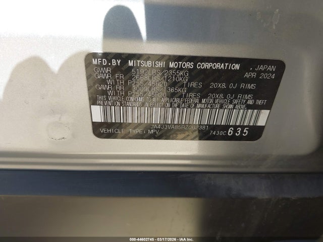 2024 MITSUBISHI OUTLANDER JA4J3VA85RZ062381 Photo 8