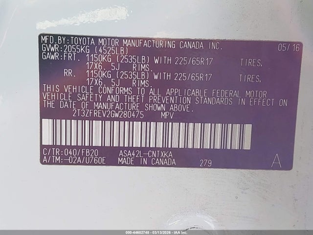 Toyota RAV4 LE 2016 2T3ZFREV2GW280475 Image 9