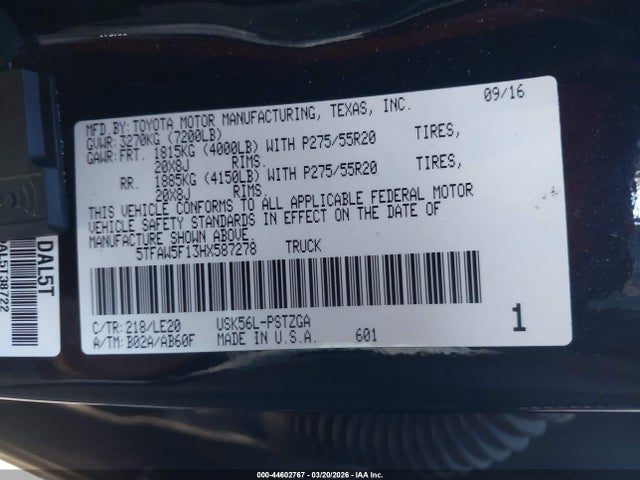 2017 TOYOTA TUNDRA 5TFAW5F13HX587278 Photo 8