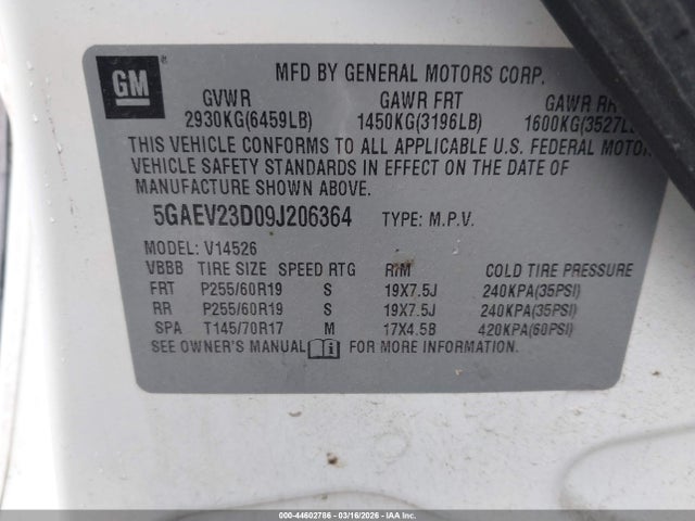 44602786 :رقم المزاد ، 5GALVCED5AJ162151 vin ، 2010 Buick Enclave 2xl مزاد بيع