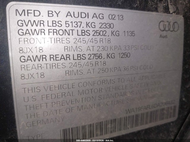 2013 AUDI ALLROAD WA19FAFL6DA206432 Photo 8