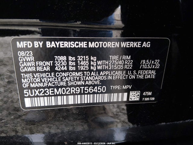 5UX23EM02R9T56450 BMW X7 Xdrive40i