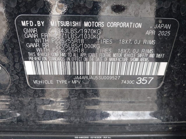 2025 MITSUBISHI OUTLANDER SPORT JA4ARUAU5SU009527 Photo 8