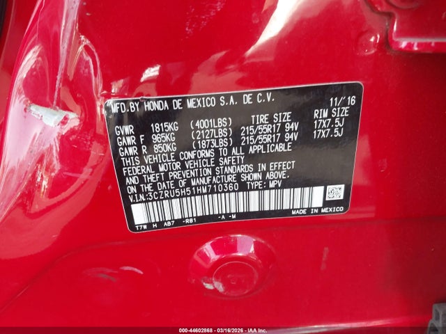 3CZRU5H51HM710360 Honda HR-V EX